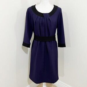 R&M Richards Purple & Black Dress w/ Tie Sash